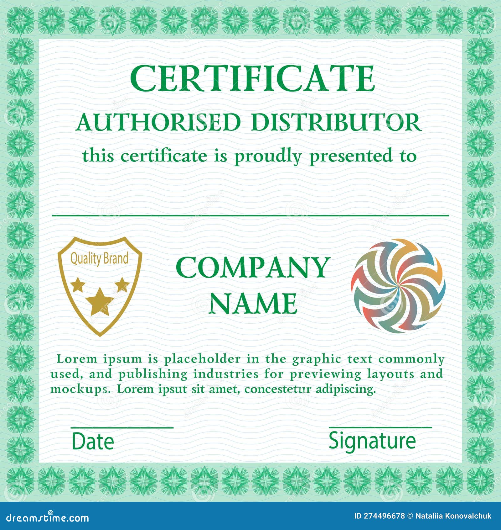 Certificate Autorised Distributor . Stock Photo - Image of guilloche ...