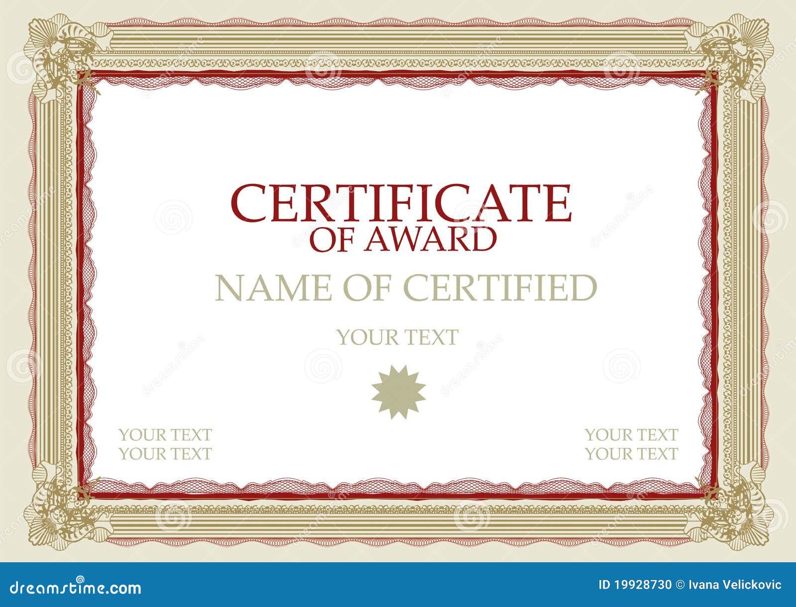 Certificate Of Award Stock Photo Image 19928730