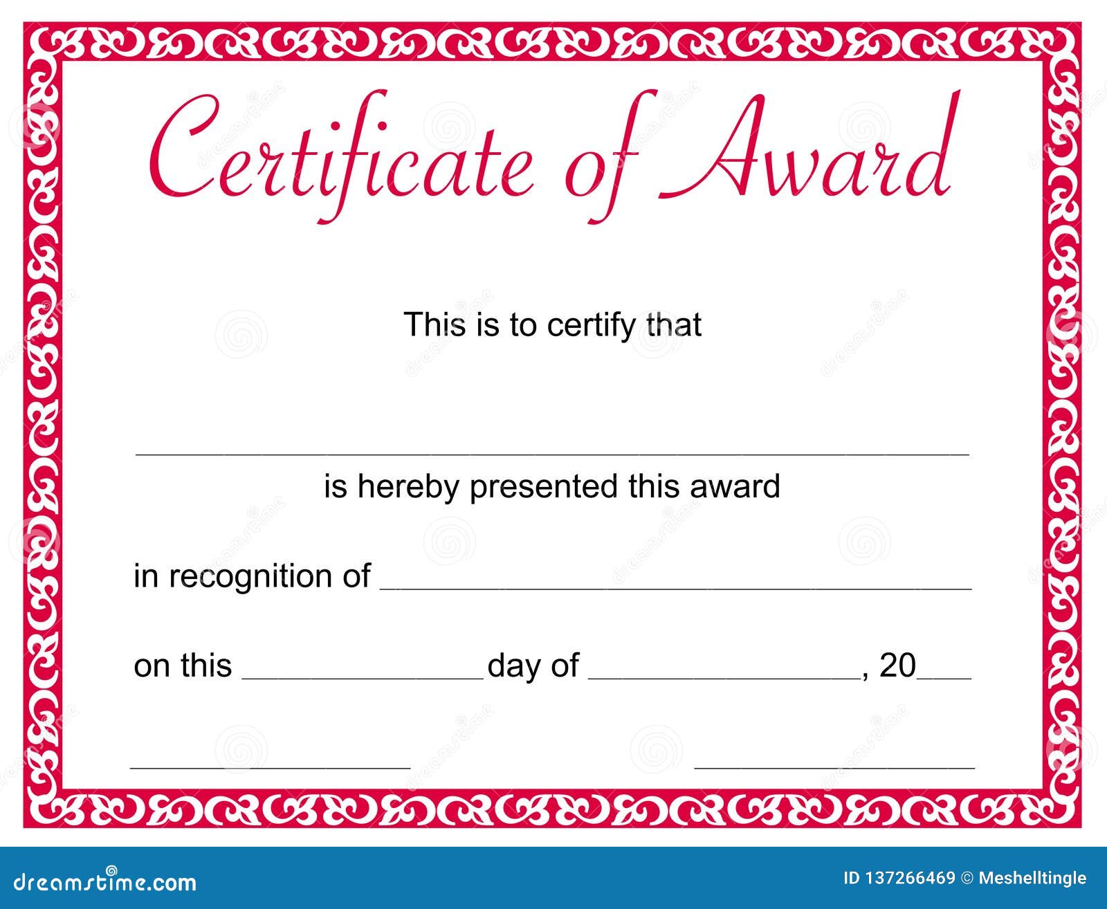 Certificate of Award Template Stock Illustration - Illustration of With Regard To Blank Certificate Of Achievement Template