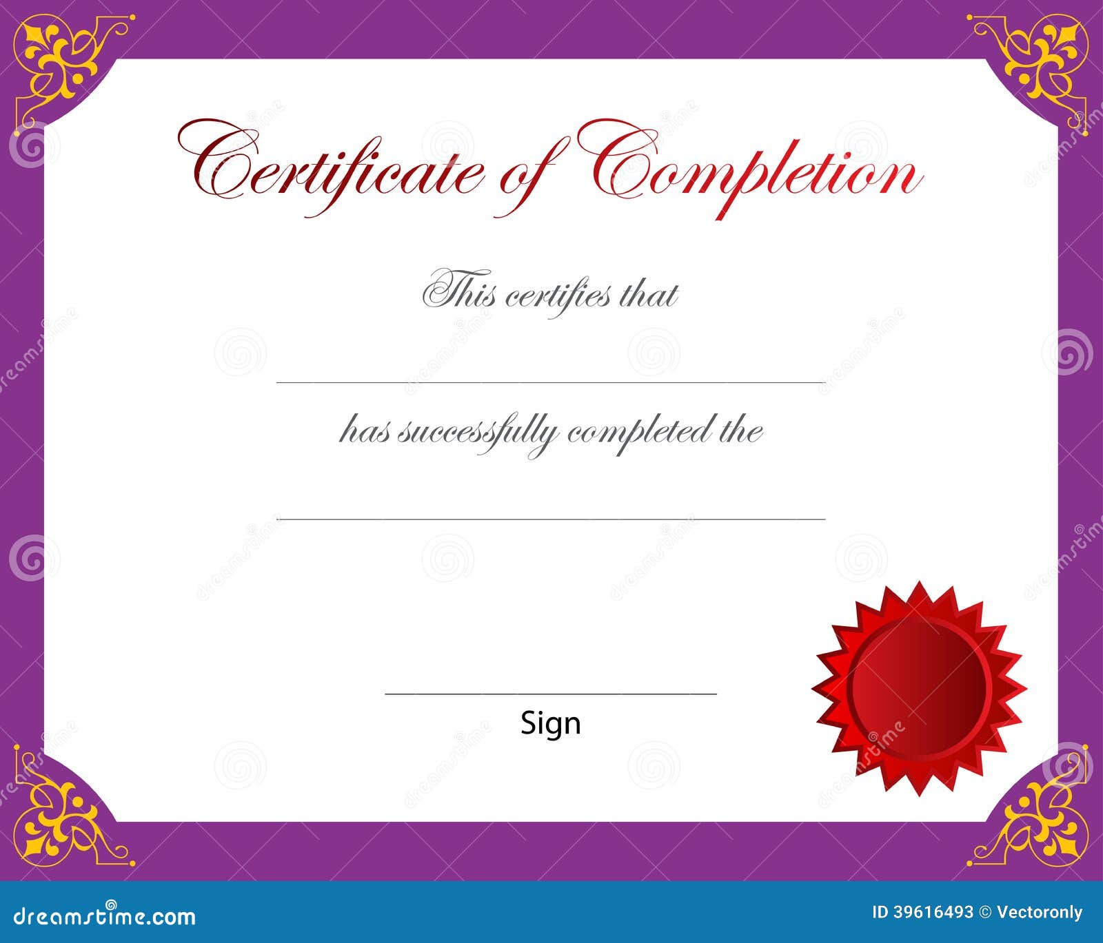 certificate completion illustration border frame 39616493