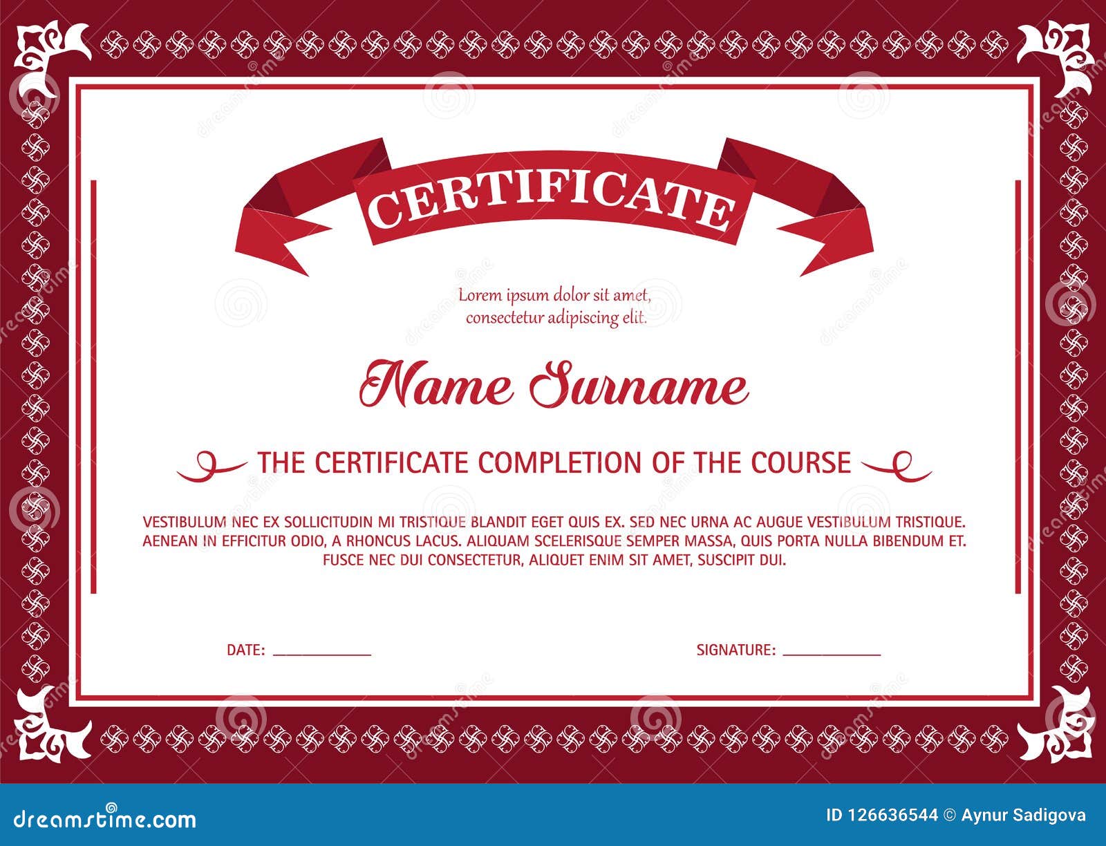 certificate of completion red template stock vector illustration sample of certificates of completion