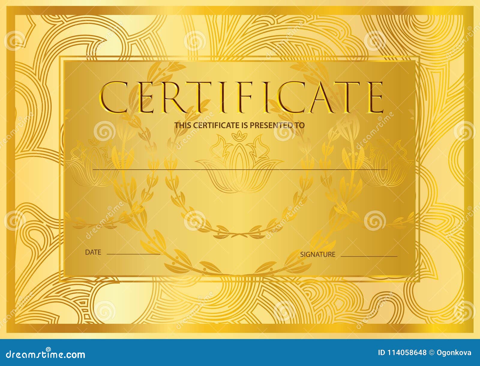 Certificate, Diploma Golden Design Template, Colorful Background Regarding Certificate Scroll Template