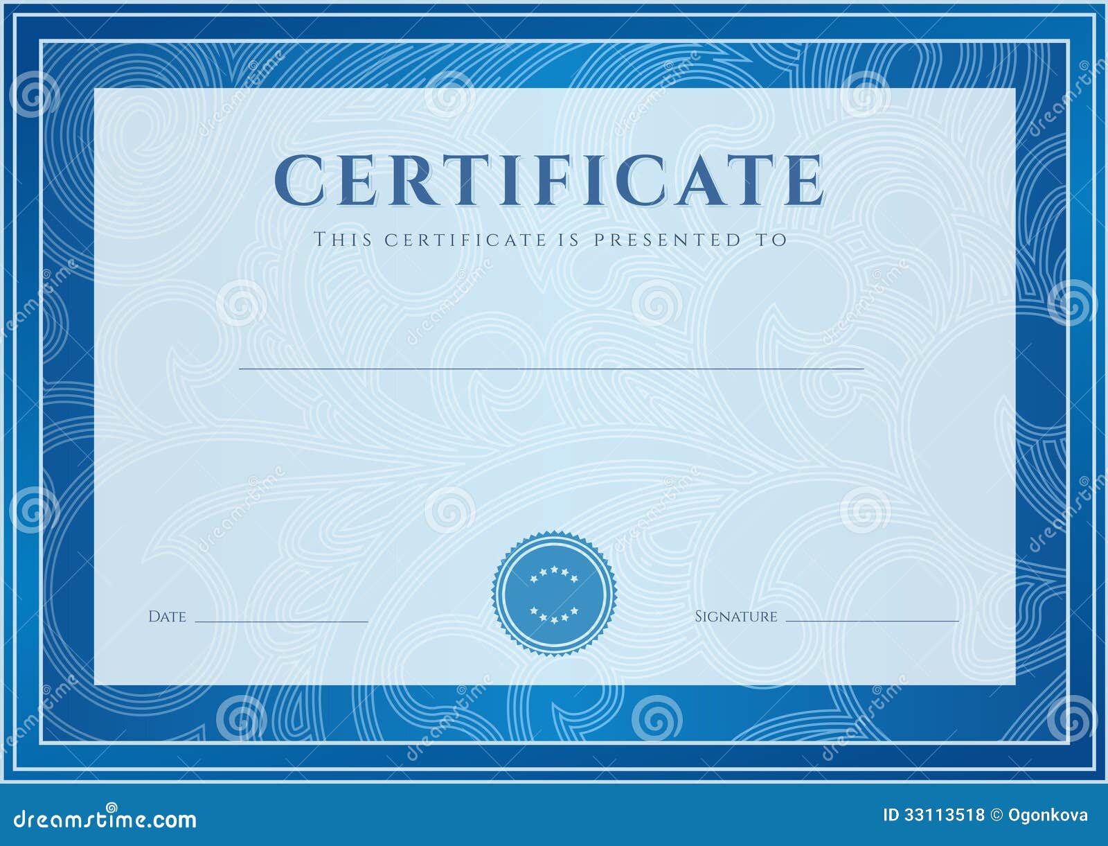 Certificate, Diploma Template. Award Pattern Stock Vector Pertaining To Scroll Certificate Templates