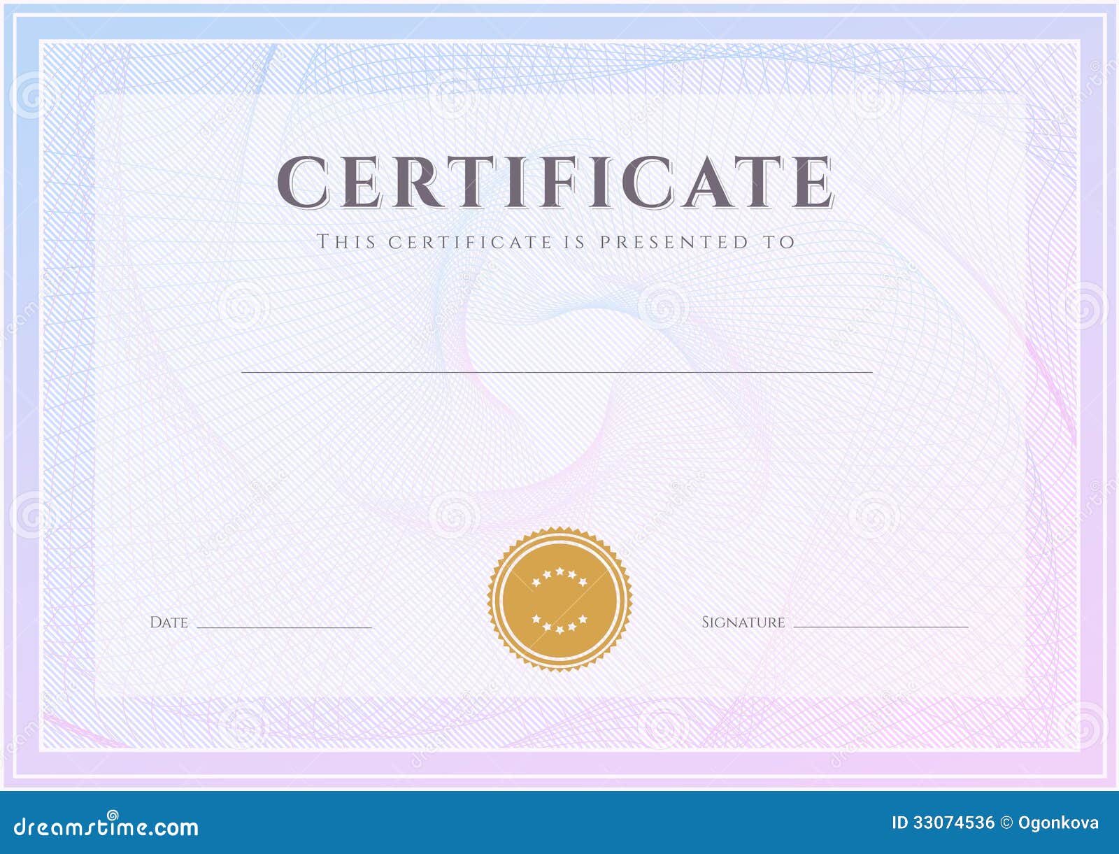 Certificate Diploma Template Award Pattern Stock Vector Illustration Of Debenture Complicated 33074536