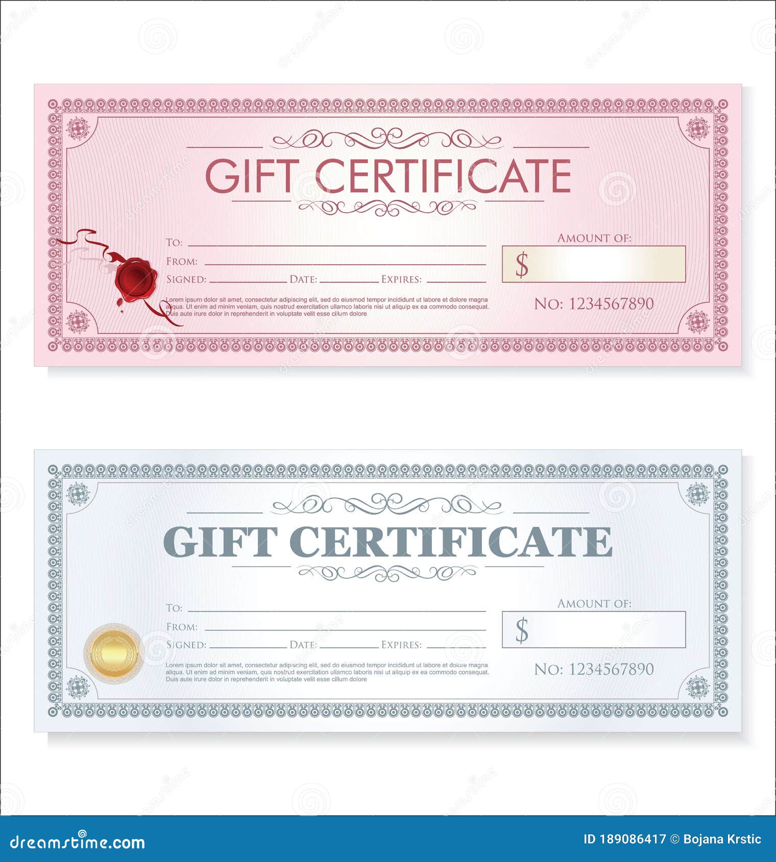 Certificate Gift Coupon Template Retro Vintage Design 0002 Stock Vector