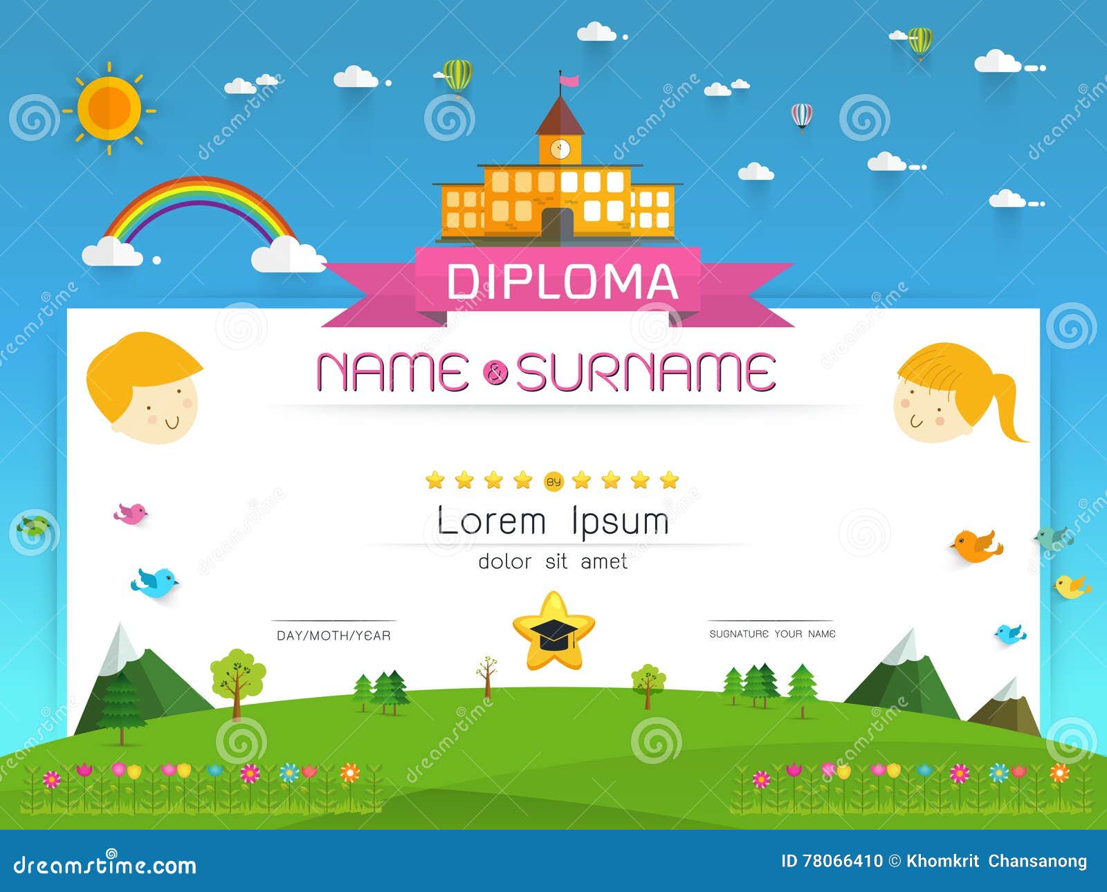 Certificate Kids Diploma Stock Vector Image Of Document 78066410