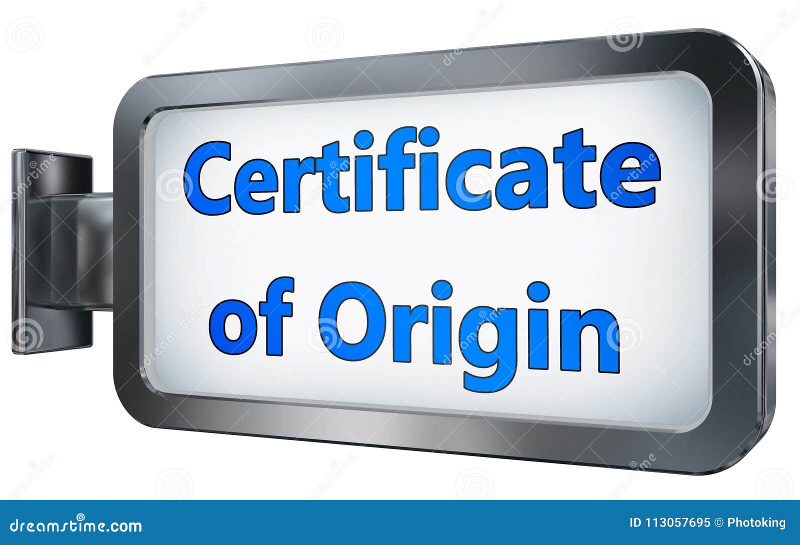 certificate of origin on billboard
