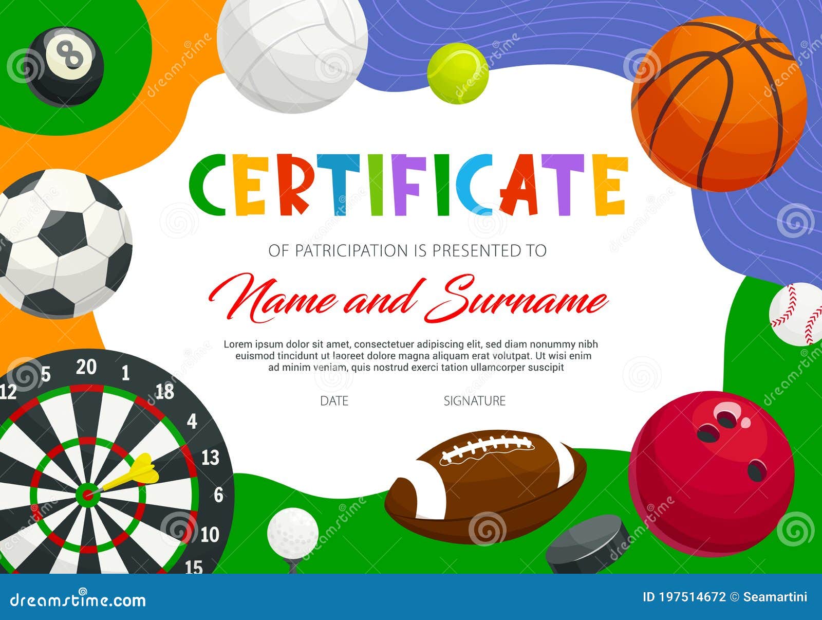 Certificate of Participation in Sports Tournament Stock Vector For Rugby League Certificate Templates