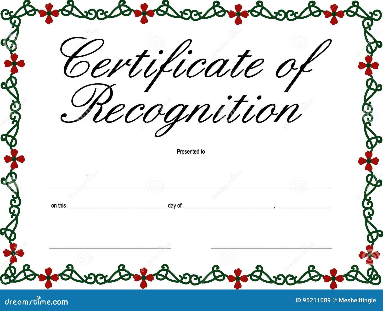 Certificate Of Recognition Stock Vector Illustration Of Cursive 95211089