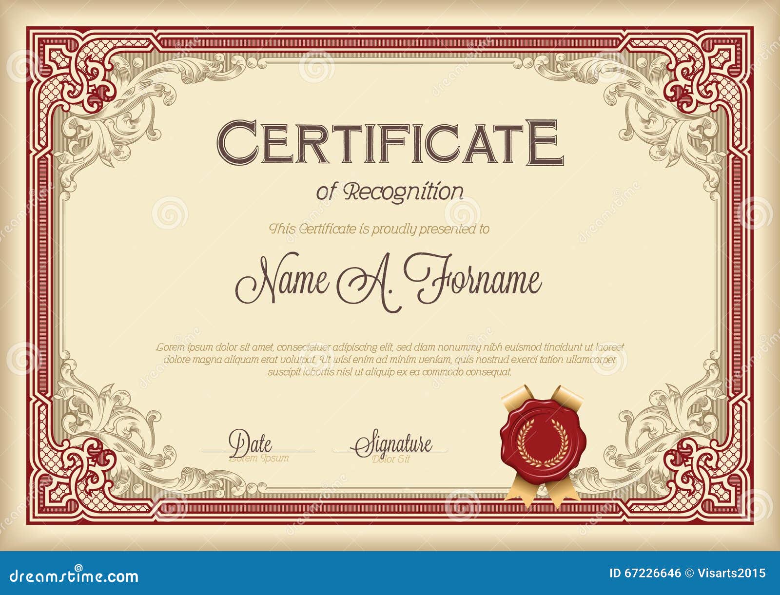 certificate of recognition vintage floral frame.