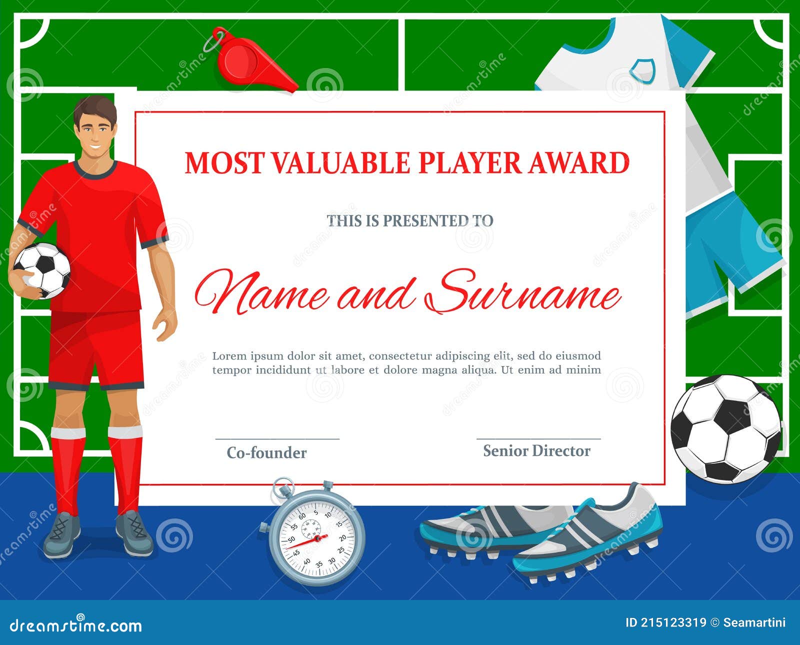 Certificate for Soccer Most Valuable Player Frame Stock Vector With Soccer Certificate Template