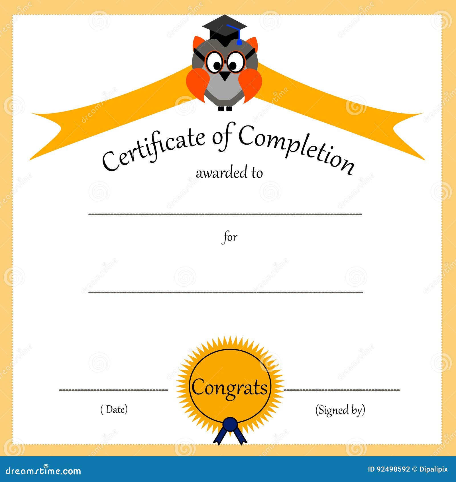 A Certificate with Space To Write Name Stock Illustration