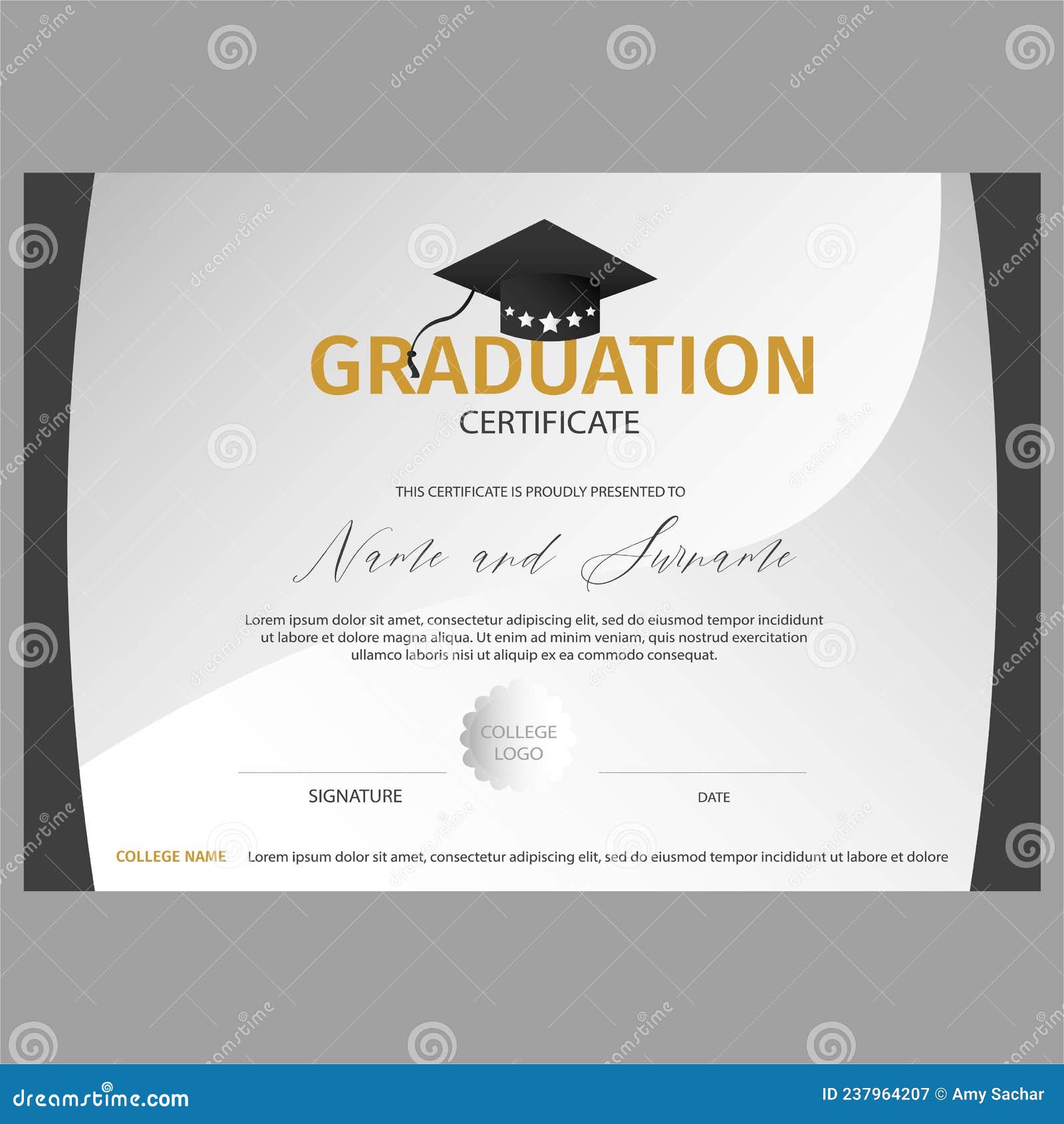 Graduation Certificate Template Illustration Stock Vector - Illustration of  achievement, appreciation: 237964207, image size:1600x1690