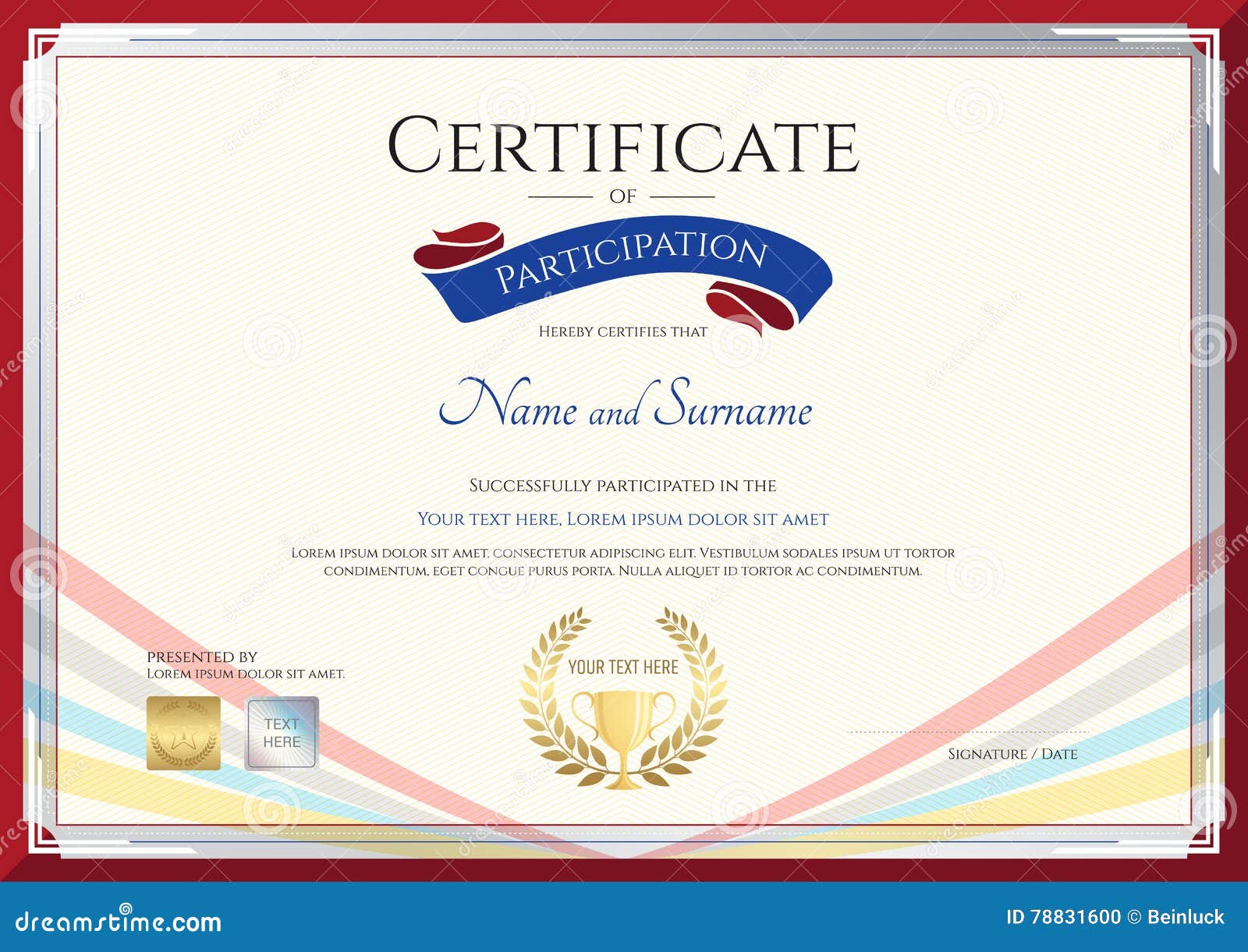 Certificate Participation Stock Illustrations – 22 Certificate Regarding Participation Certificate Templates Free Download