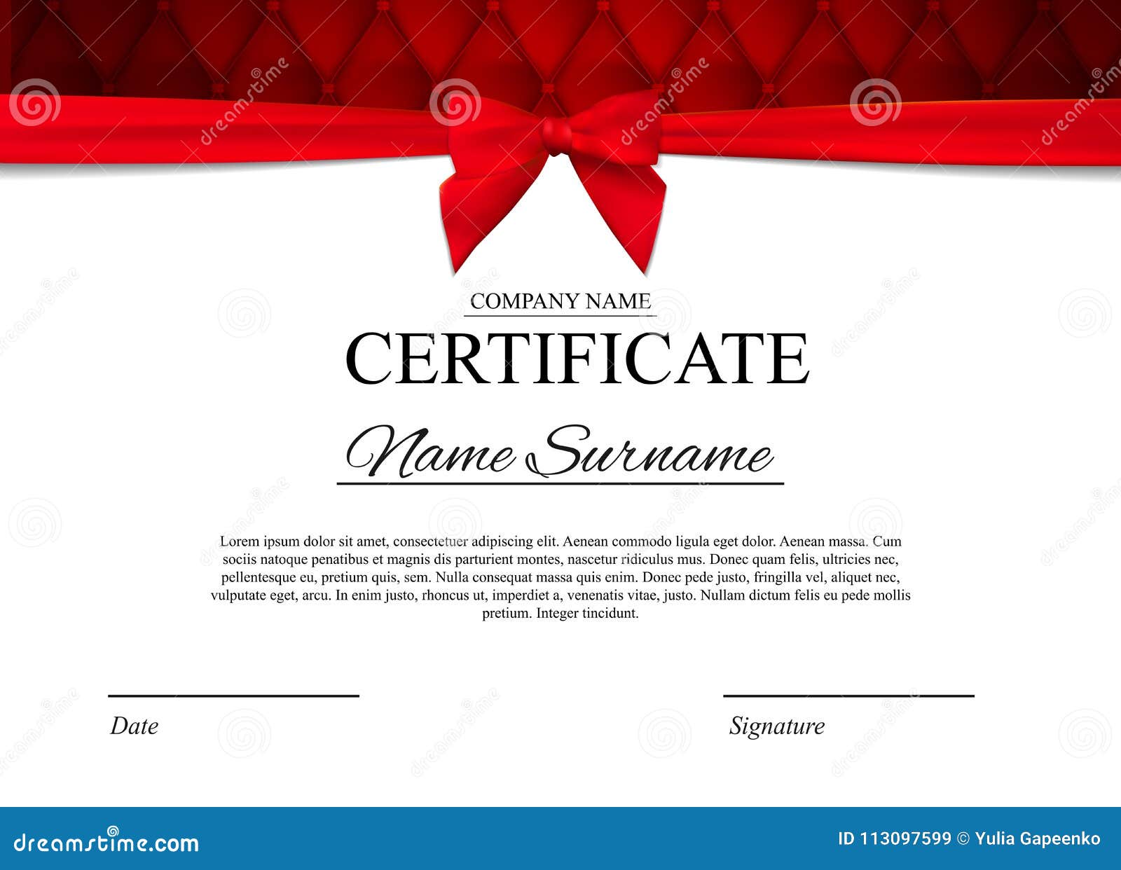 certificate template background with red bow award award invitation template