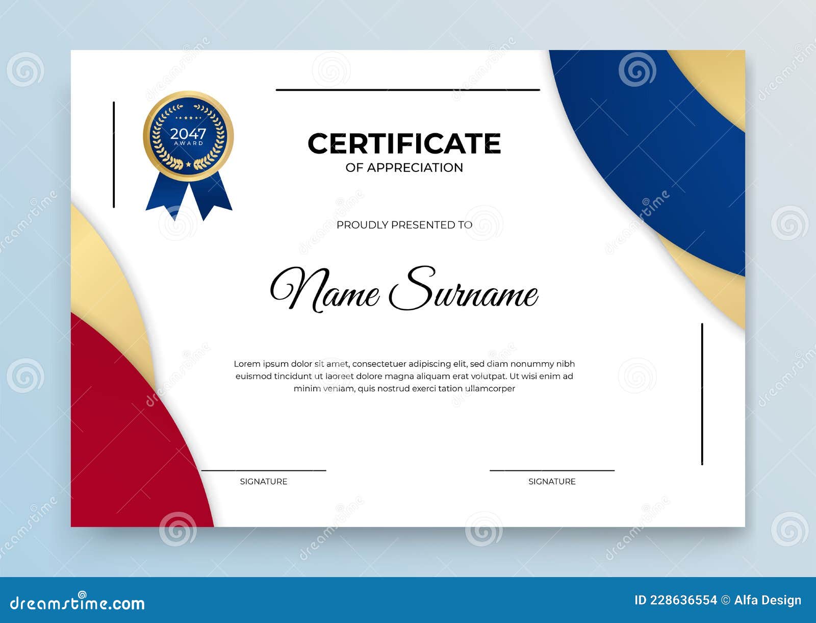 Certificate Template Blue and Gold. Modern Online Course, Diploma For Template For Training Certificate