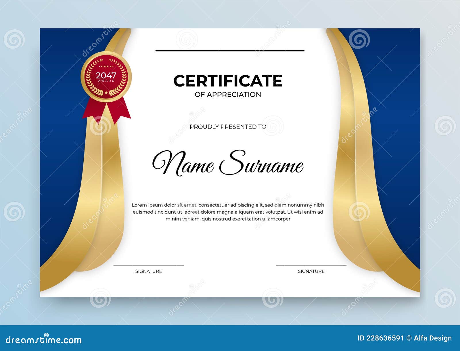 Certificate Template Blue and Gold. Modern Online Course, Diploma Intended For Graduation Gift Certificate Template Free