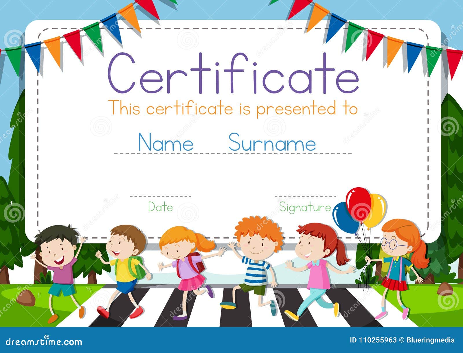 Certificate Template with Children Crossing Road Background Stock Within Crossing The Line Certificate Template