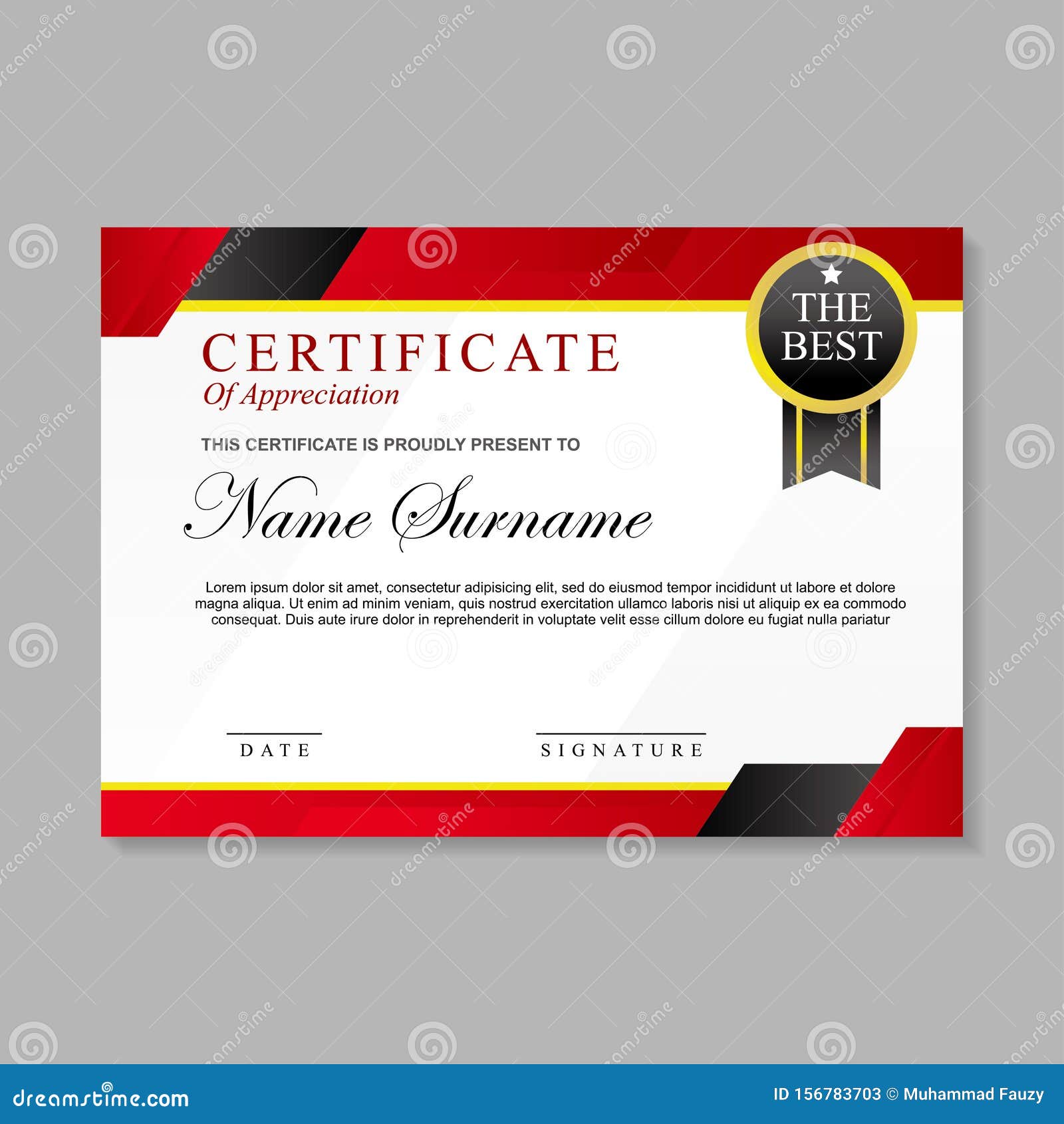 Certificate Template Design with Red, White and Black Color Stock Throughout Referral Certificate Template