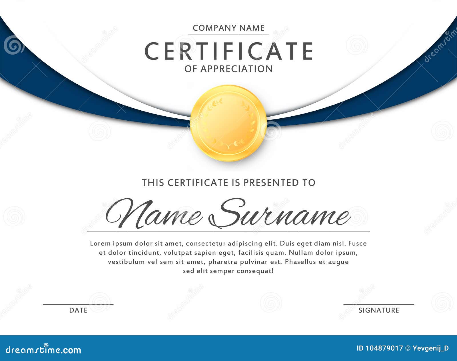 certificate template in elegant black and blue colors. certificate of appreciation, award diploma  template