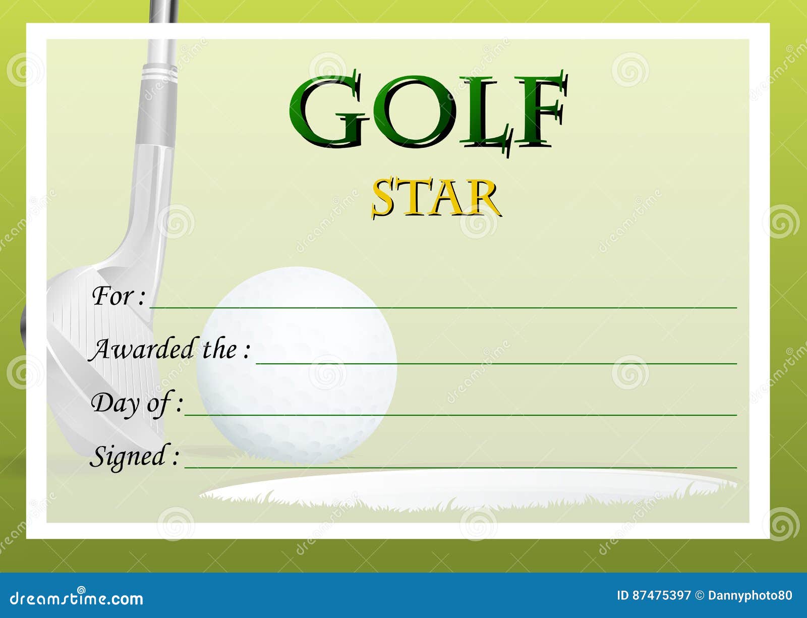 Certificate Template for Golf Star Stock Vector - Illustration of In Golf Gift Certificate Template
