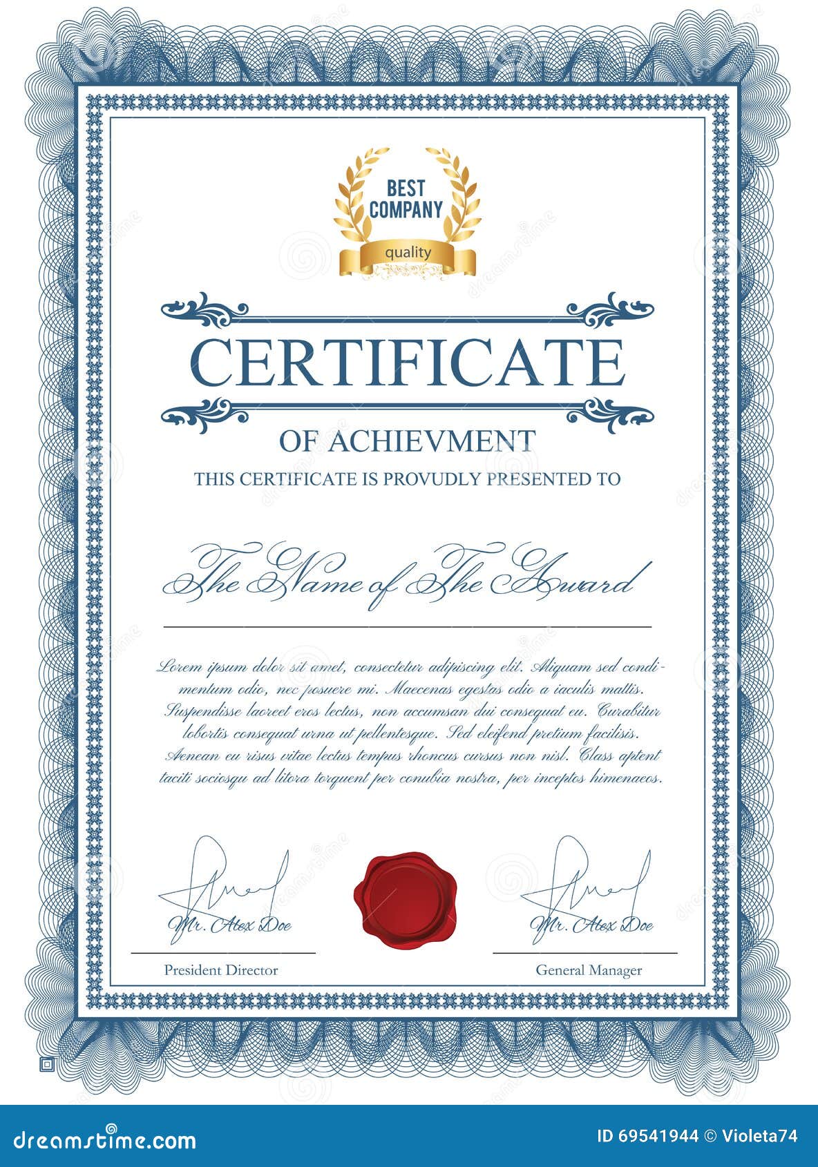 certificate template with guilloche s.