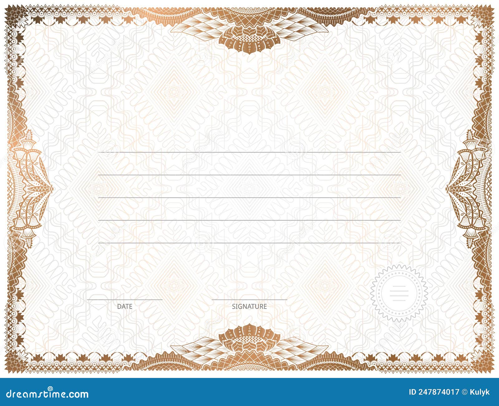 certificate template with guilloche s