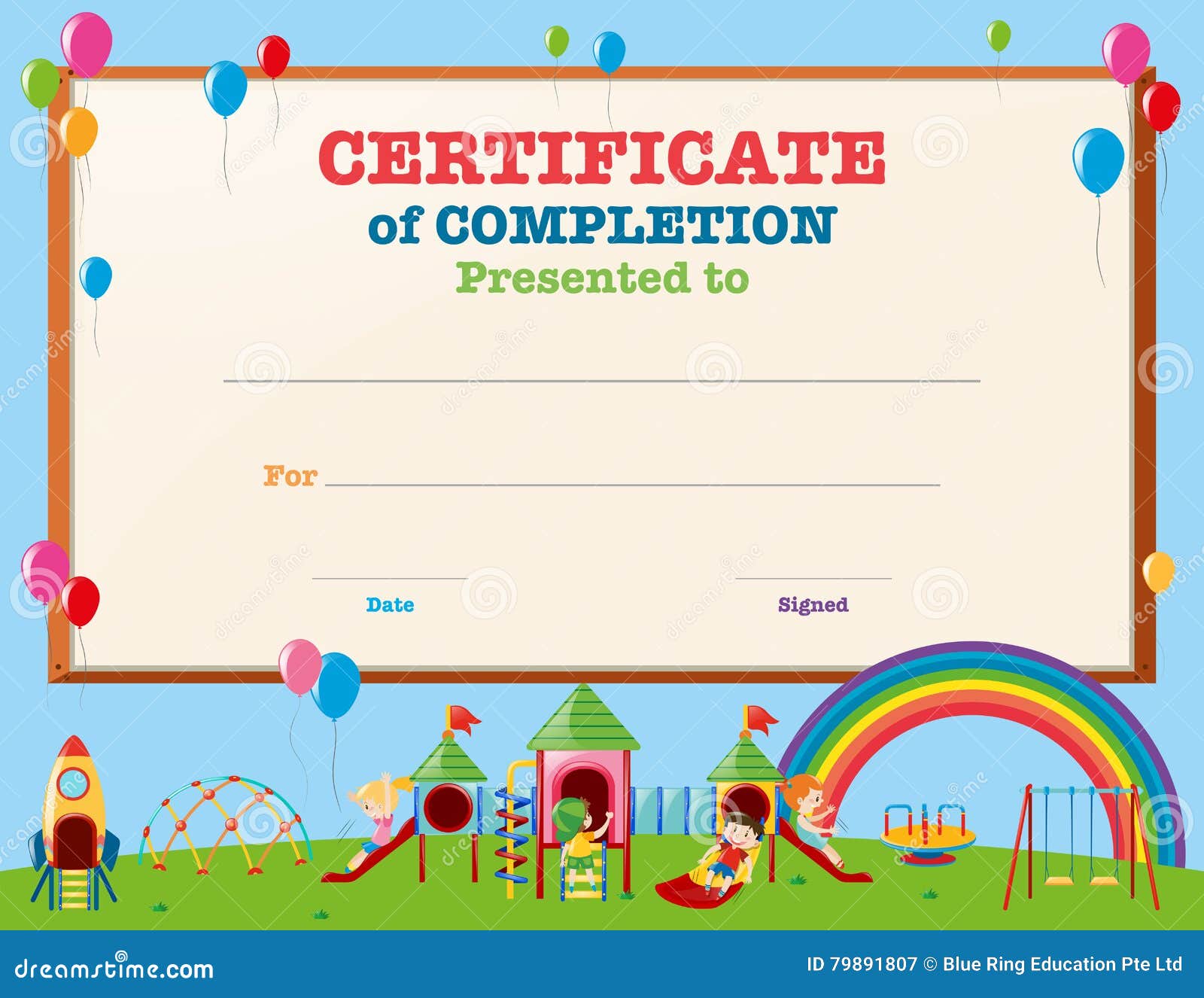 Certificate Template with Kids in Playground Stock Vector Pertaining To Free Printable Certificate Templates For Kids