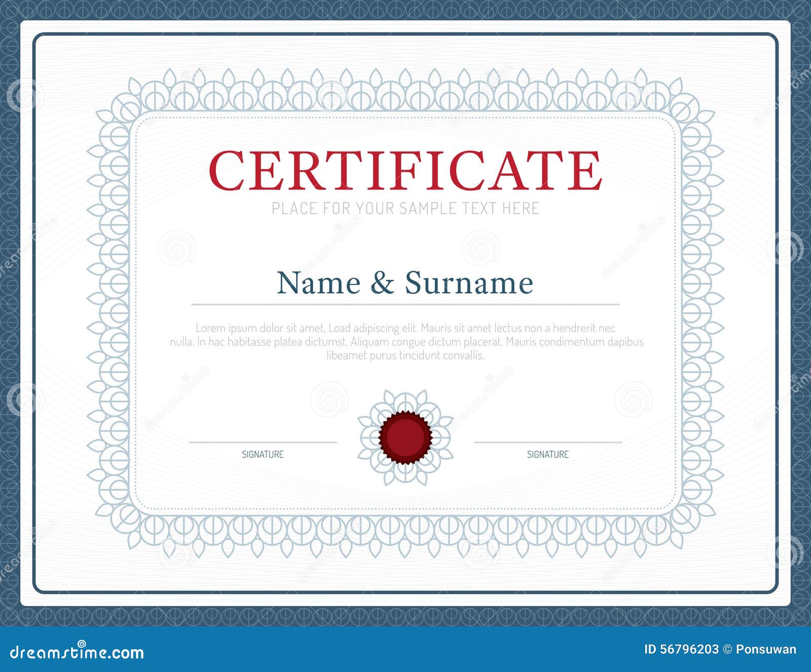 Certificate Template Layout Background Frame Design Vector. Mode Stock ...