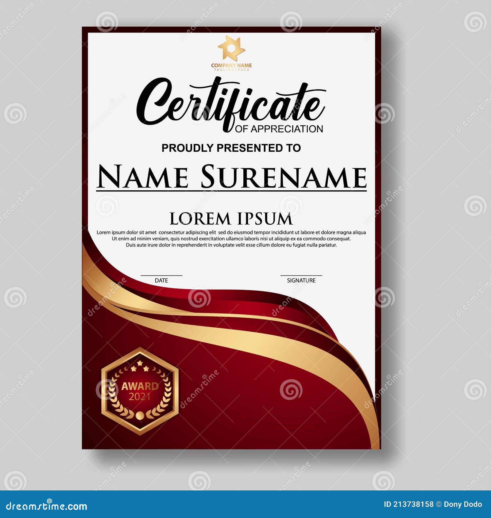 Professional Certificate Template Diploma Award Stock Vector