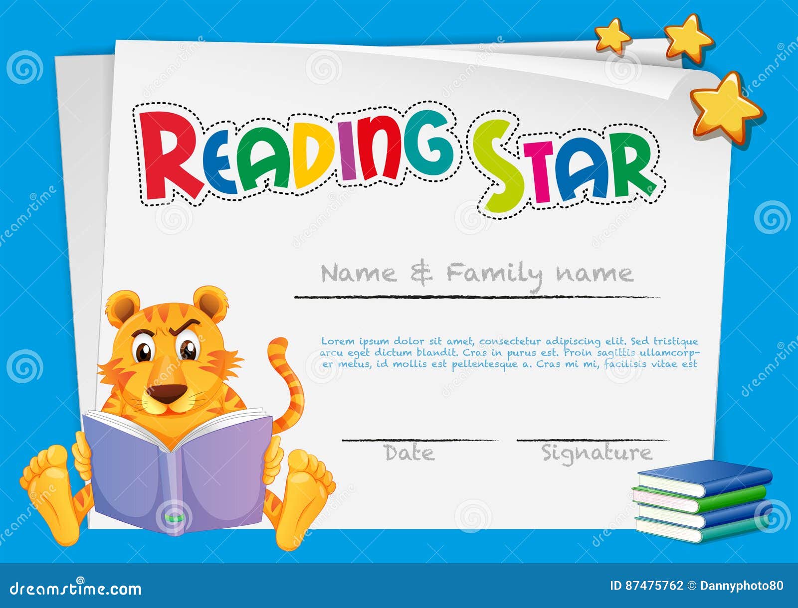 Certificate Template for Reading Award Stock Vector - Illustration With Star Award Certificate Template