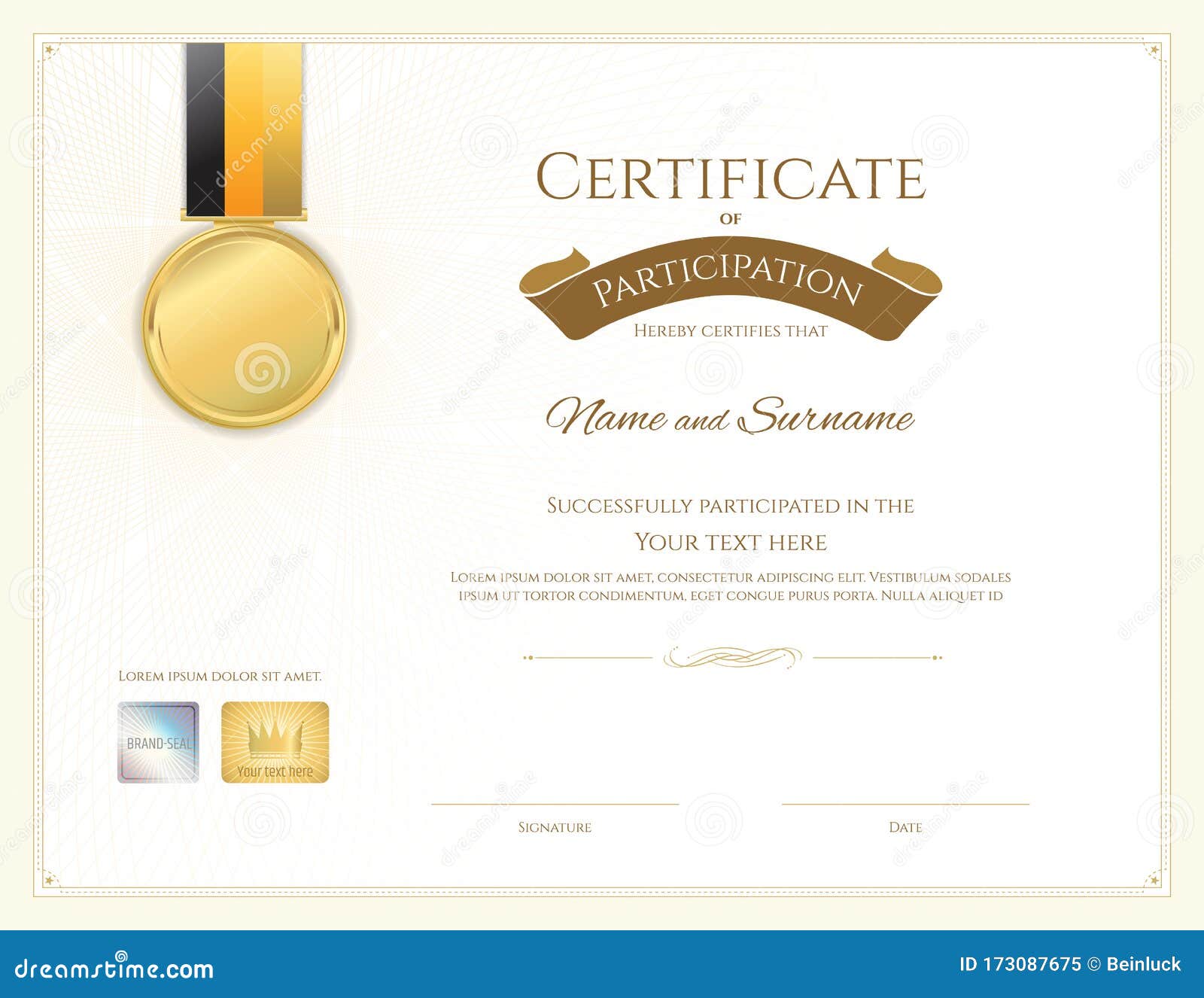 Certificate Template in Sport Theme with Border Frame, Diploma Design