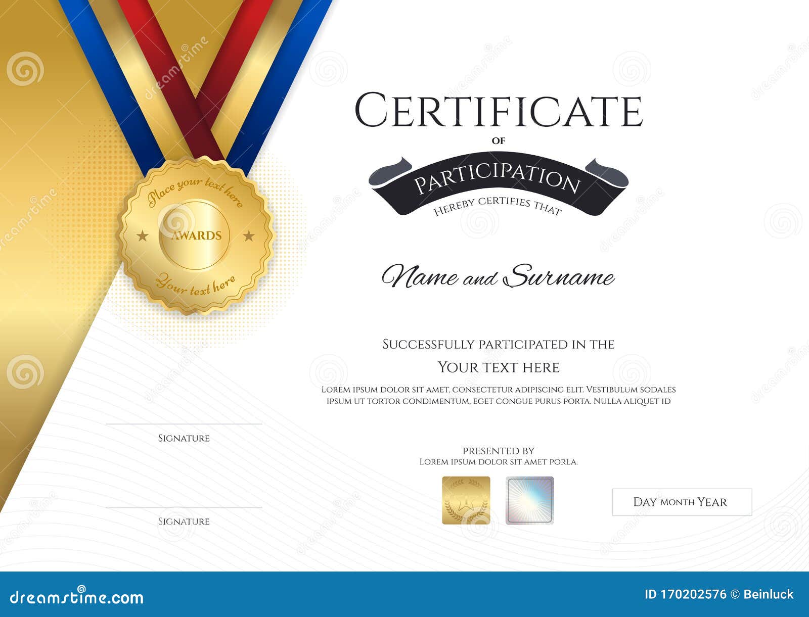 Certificate Template in Sport Theme with Border Frame, Diploma Design