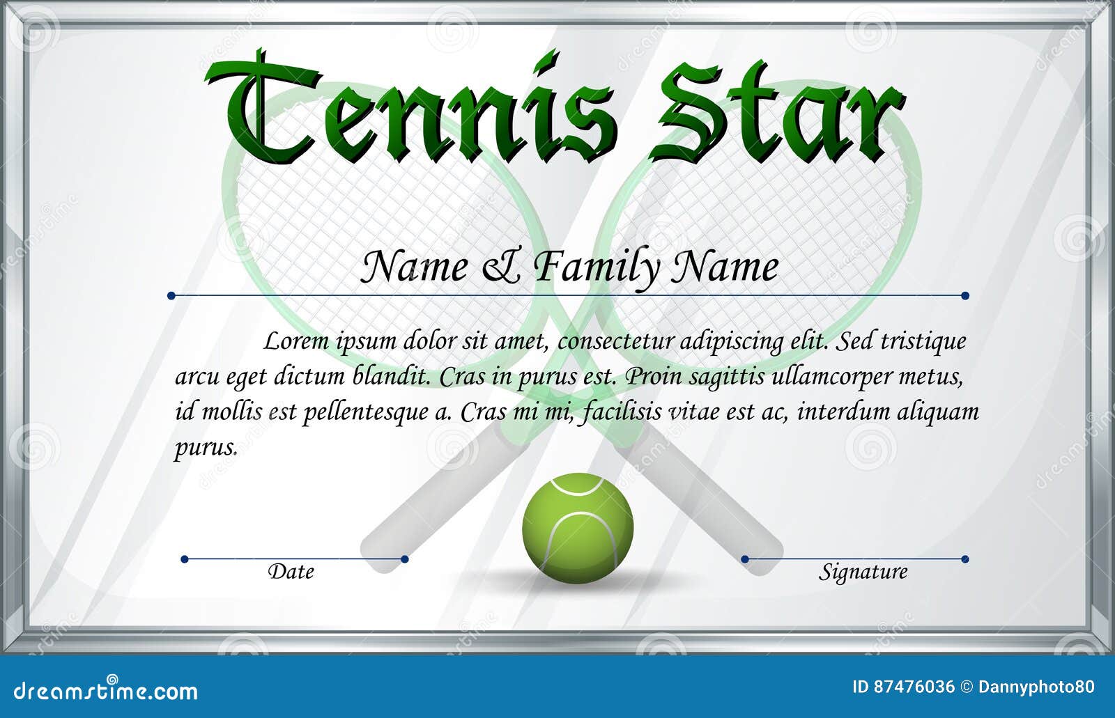 Certificate Template for Tennis Star Stock Vector - Illustration With Regard To Tennis Gift Certificate Template