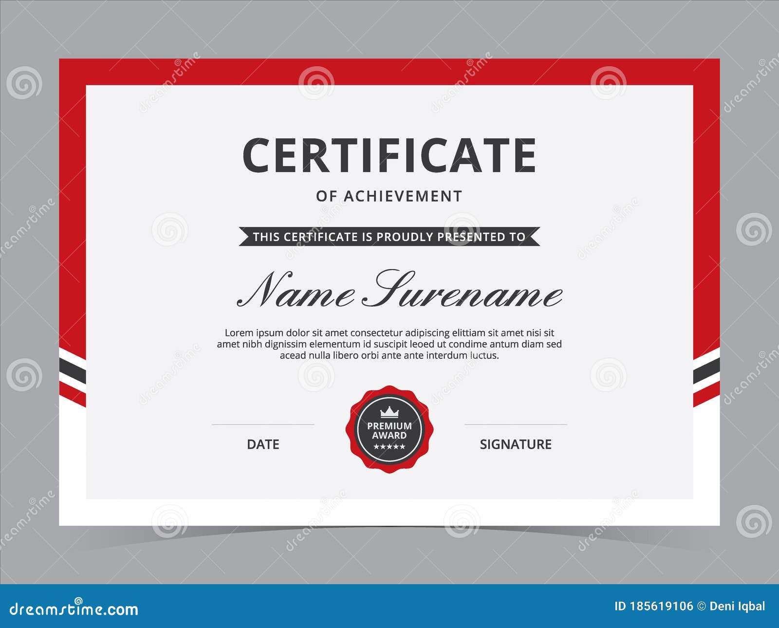 Certificate Template Vector Design Stock Vector - Illustration of With Regard To Employee Of The Year Certificate Template Free