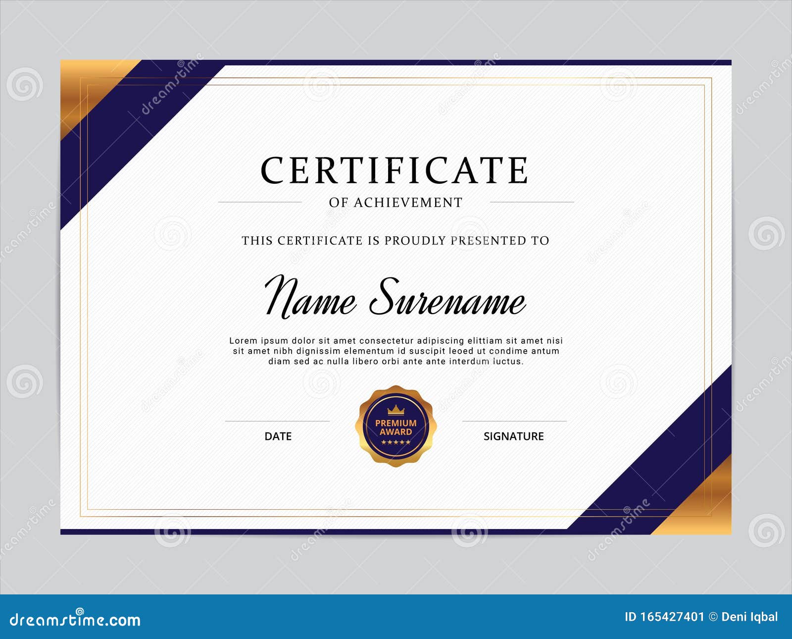 A23 Certificate Template Vector Design Stock Vector - Illustration Intended For Template For Training Certificate