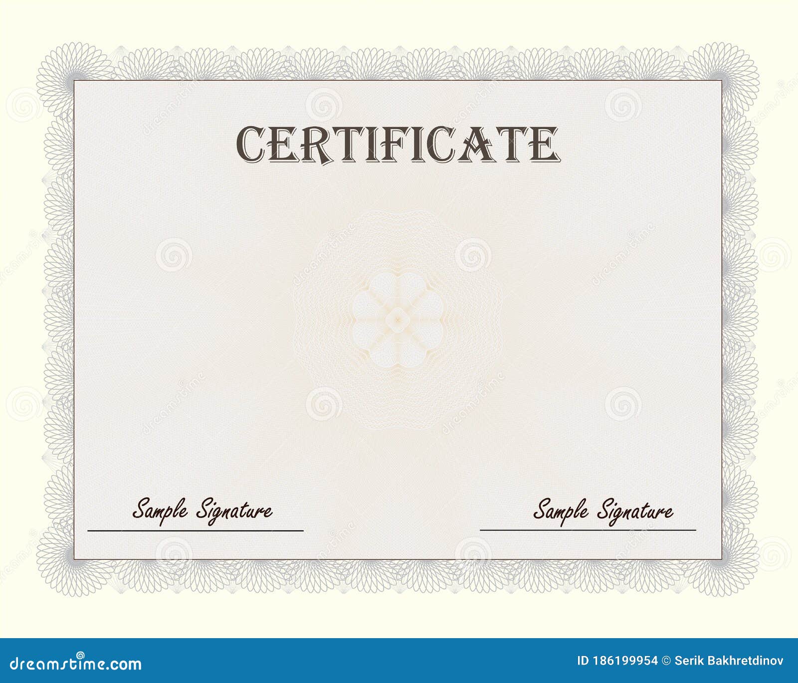 Certificate Template. Vector Drawing for Use in Design Stock Vector