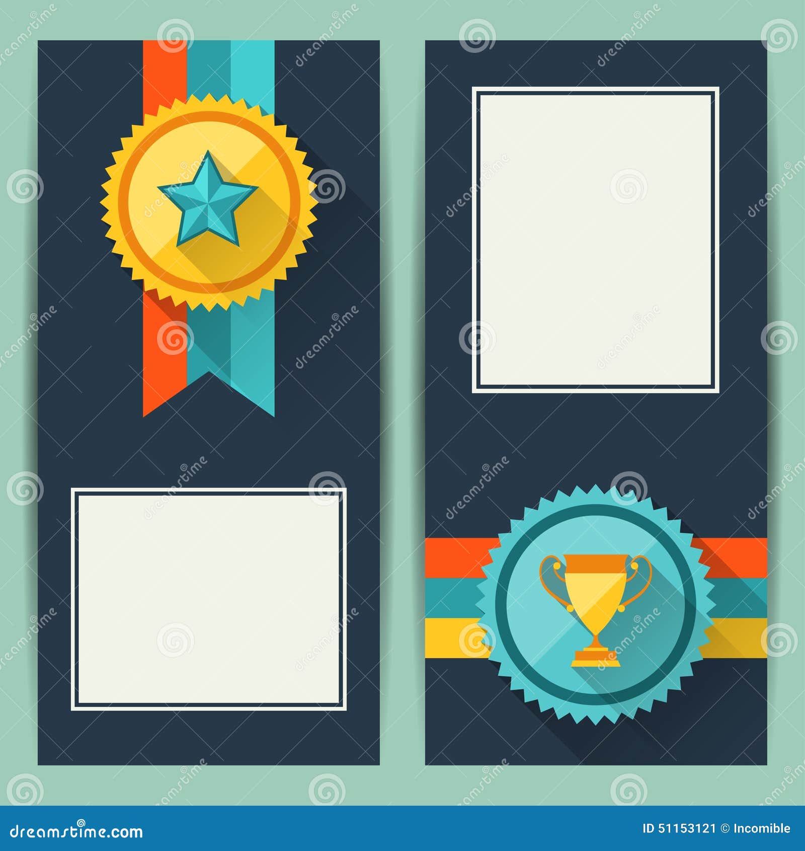 Certificate Templates with Trophies and Awards Stock Vector