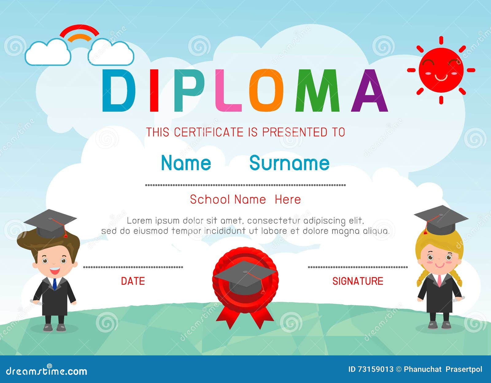 Certificates Kindergarten And Elementary Preschool Kids Diploma