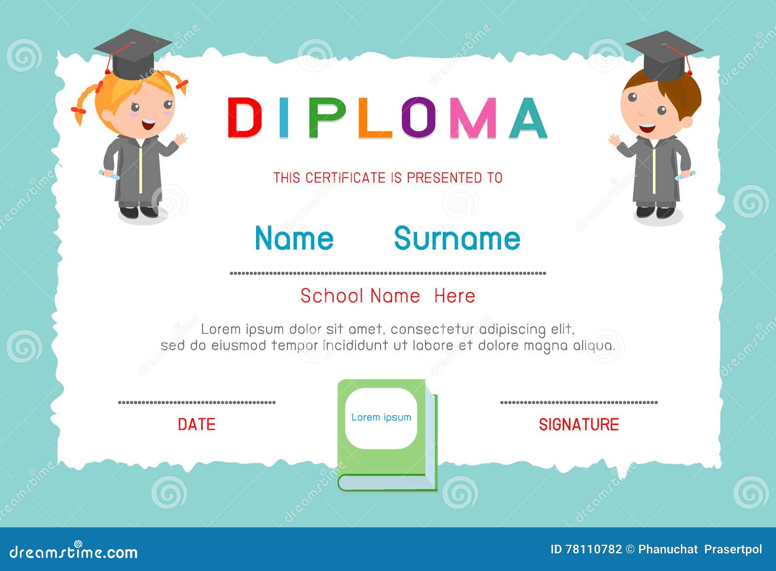 Certificates Kindergarten And Elementary Preschool Kids Diploma