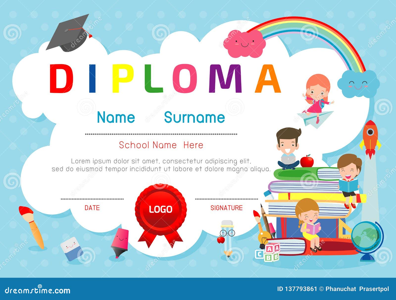 Certificates Kindergarten And Elementary Preschool Kids Diploma