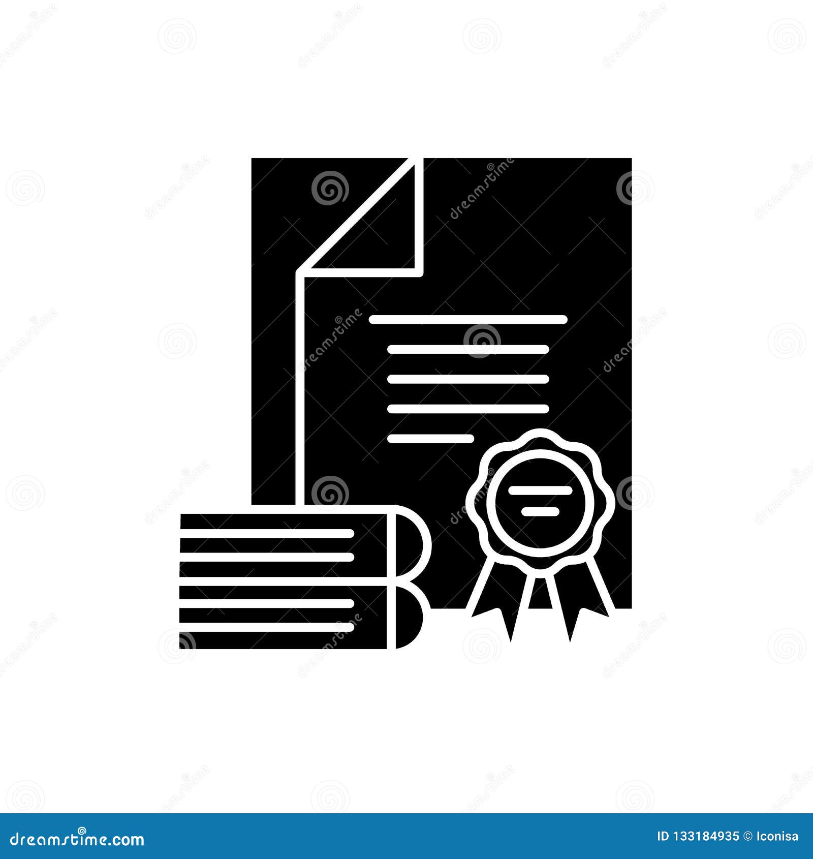 Certification Black Icon, Vector Sign on Isolated Background