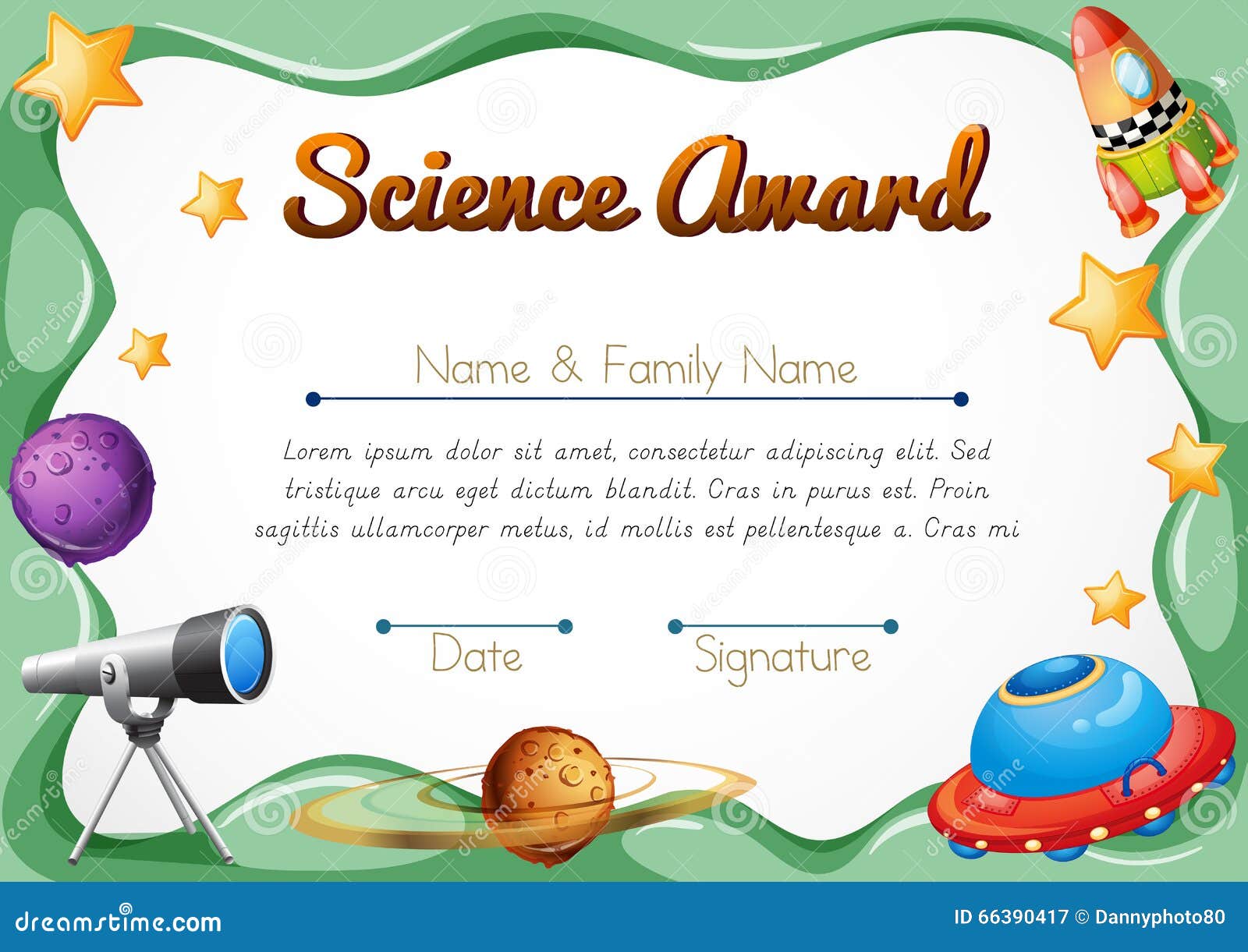 Certification Template for Science Award Stock Vector Regarding Gymnastics Certificate Template