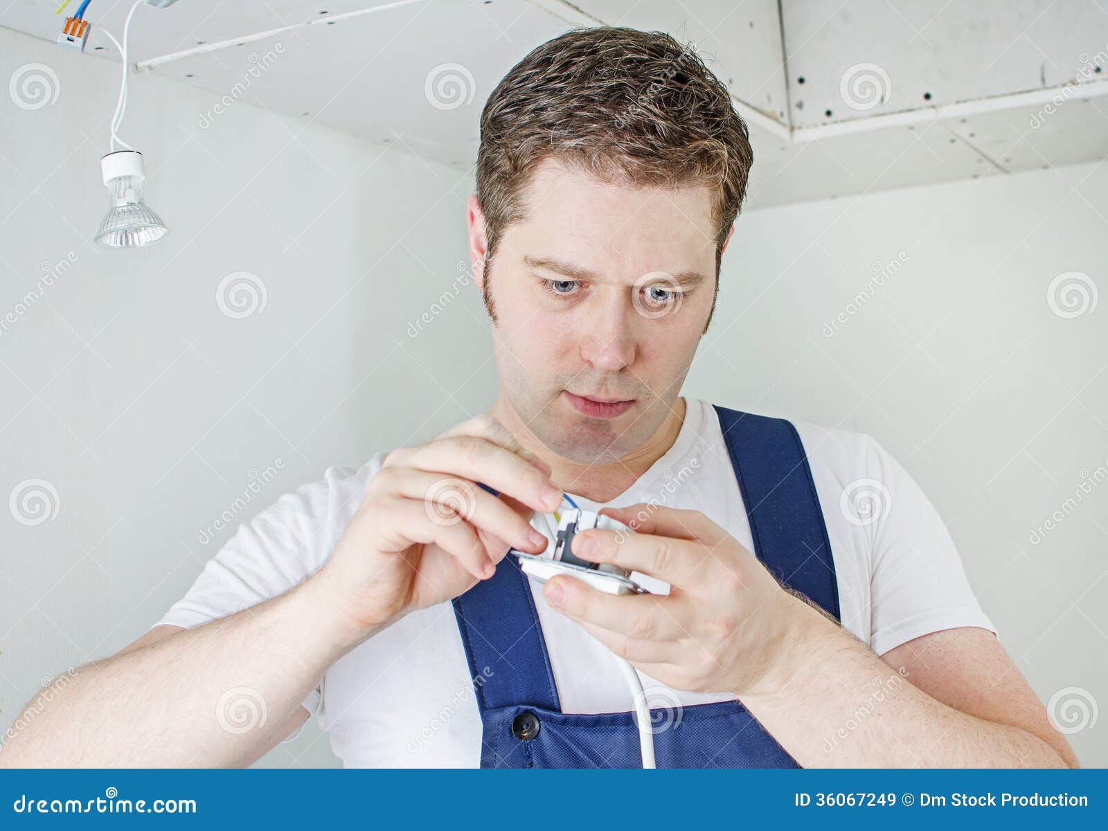 Certified Electrician Working Stock Image Image of equipment