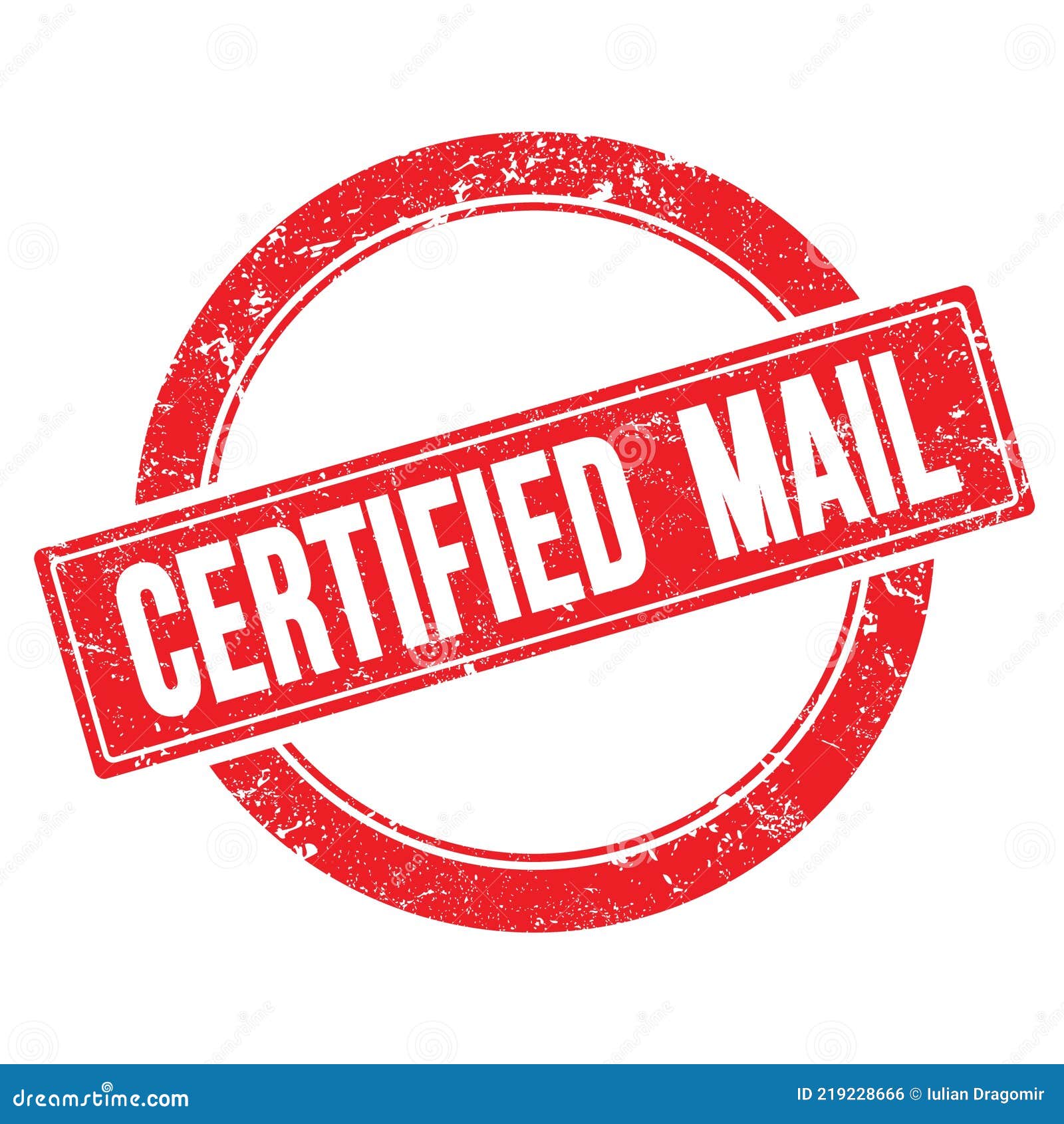 CERTIFIED MAIL Text on Red Grungy Round Stamp Stock Illustration