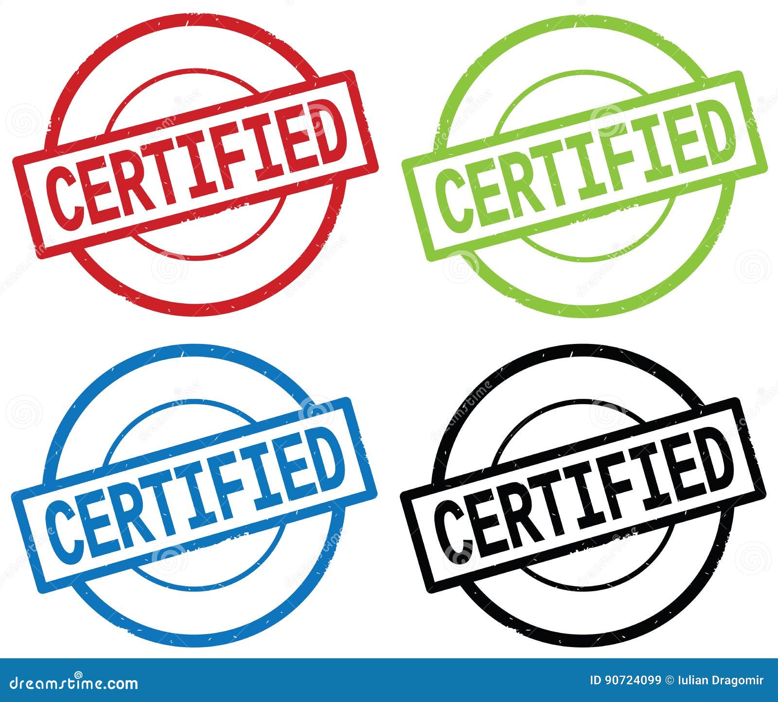 CERTIFIED Text, on Round Simple Stamp Sign. Stock Illustration