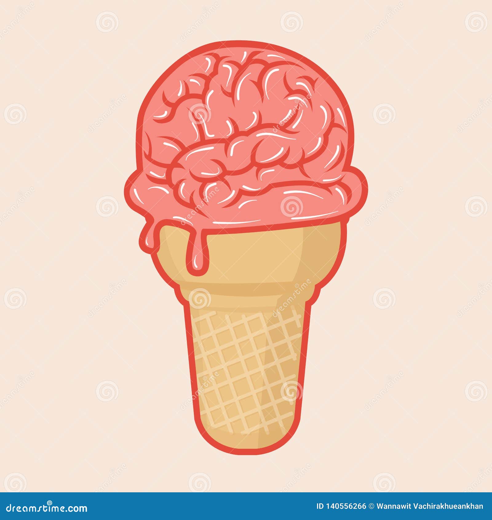 Cerveau D Aspiration De Main Avec Le Cornet De Creme Glacee Illustration De Vecteur Illustration Du Cerveau Creme