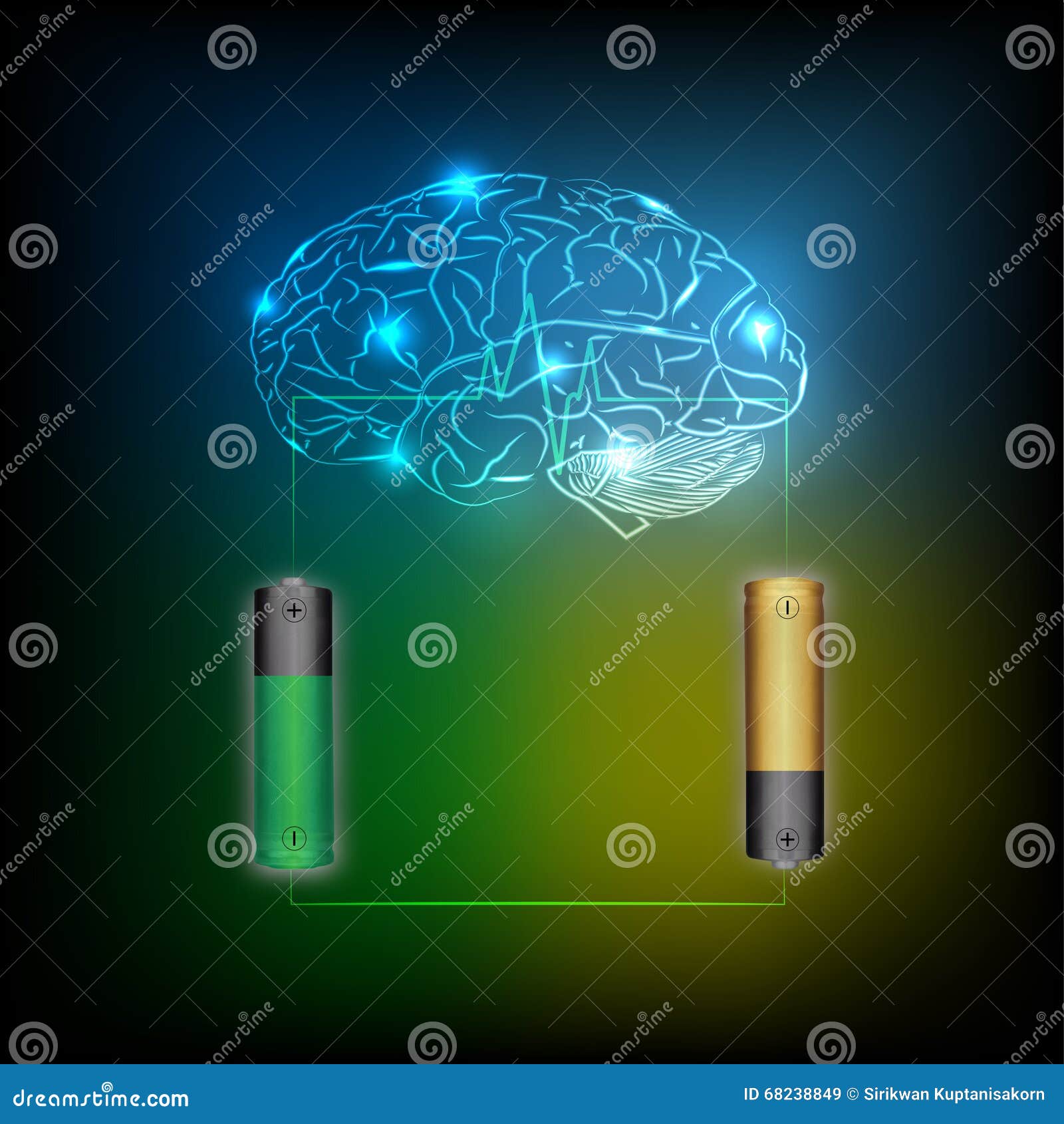 Cerveau De Charge D'énergie De Pile électrique, Résumé Léger Bleu ...