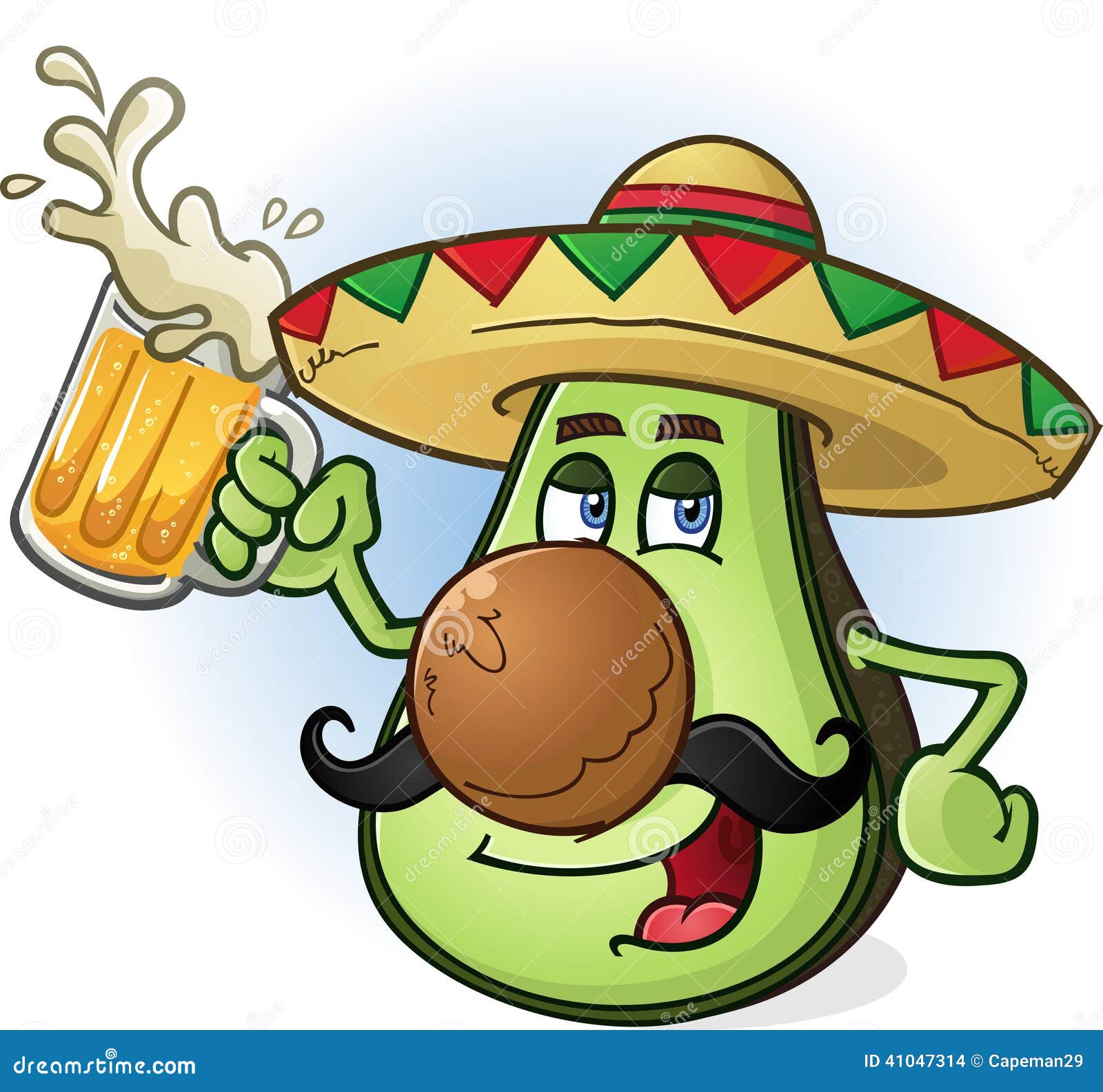 Cerveza De Consumición Del Personaje De Dibujos Animados Mexicano Del  Aguacate Ilustración del Vector - Ilustración de taza, alimento: 41047314