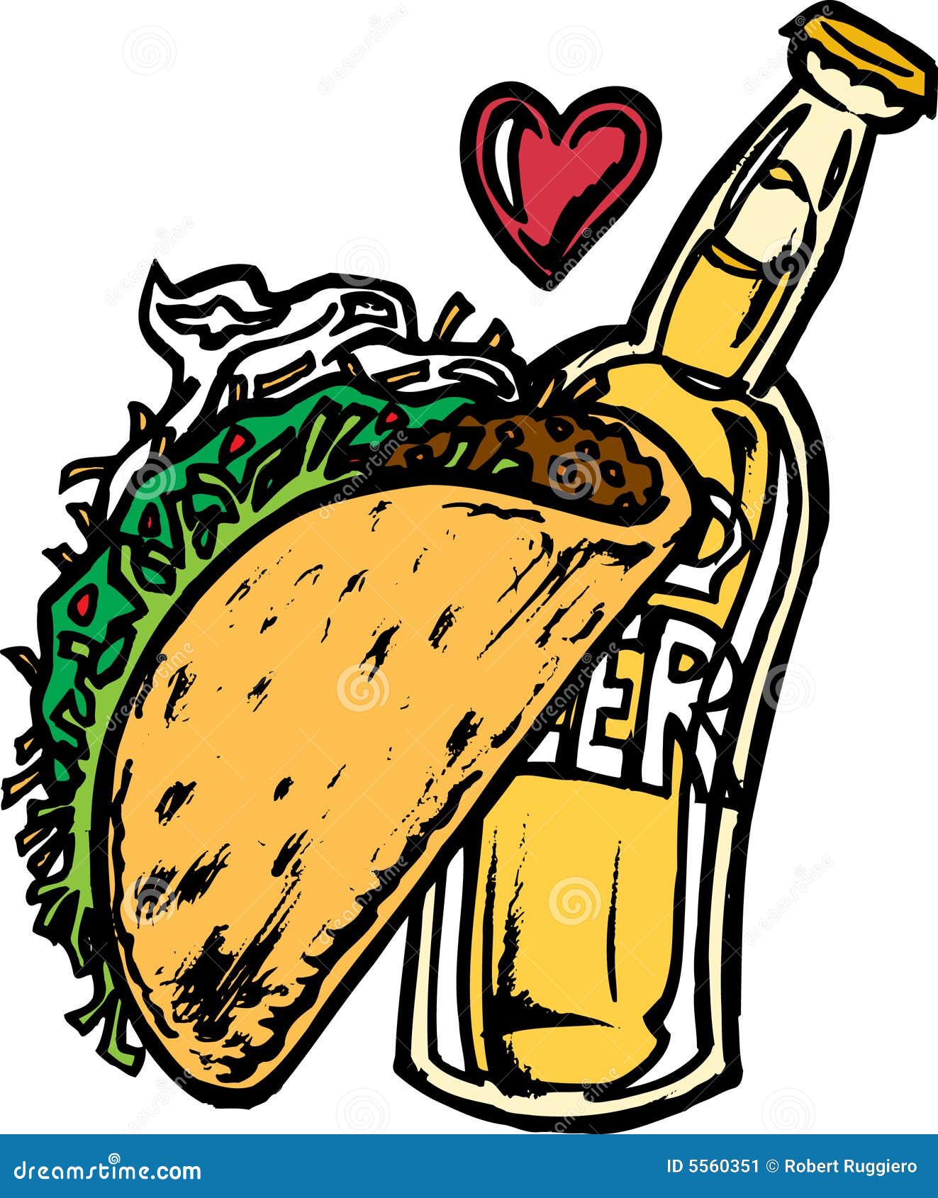 Cerveza y Taco ilustración del vector. Ilustración de partido 5560351